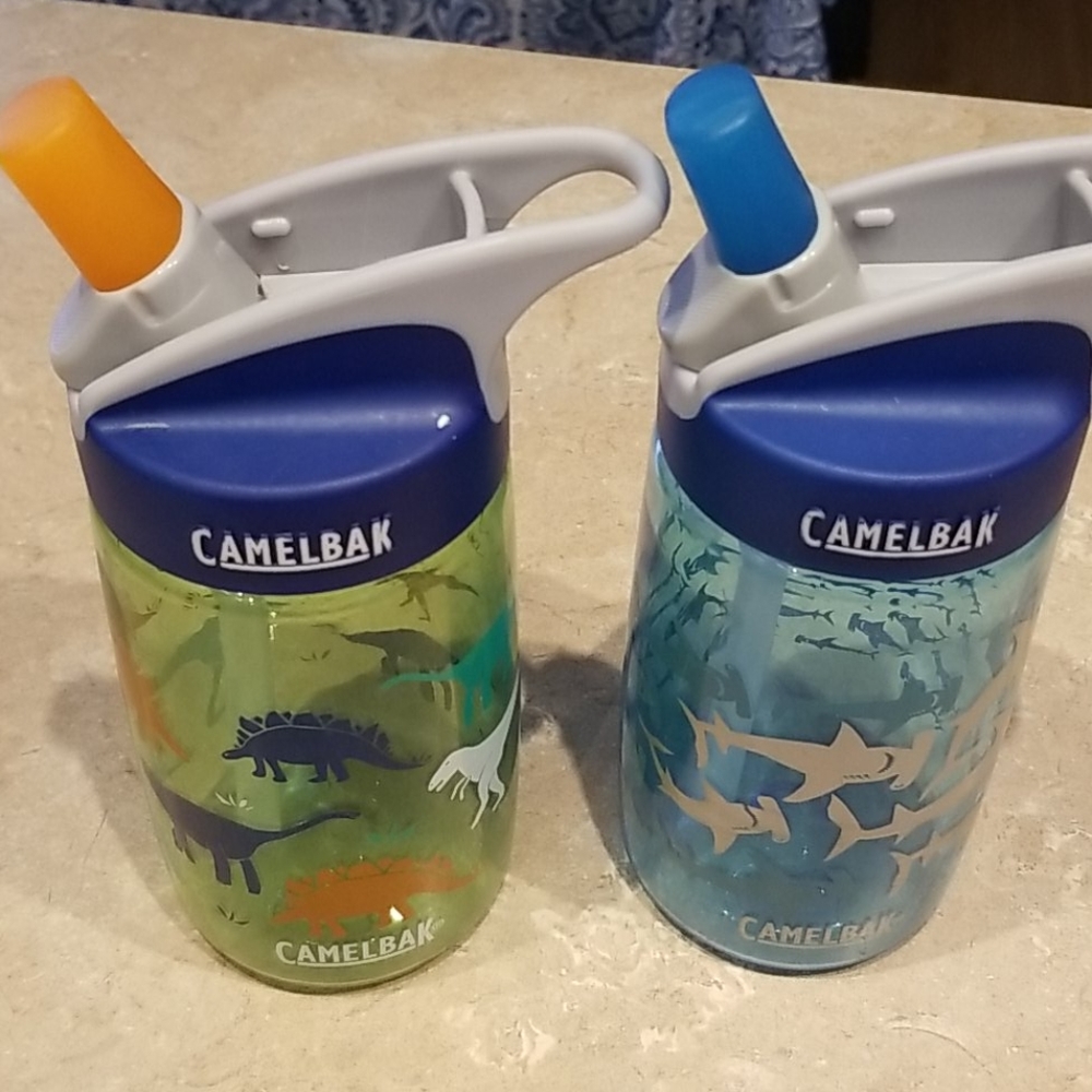 Two Camelback kids cups with straws